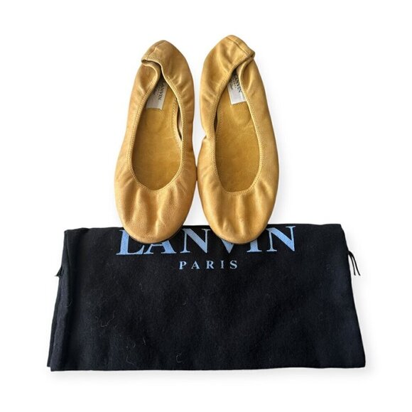 Lanvin signature ballet flats in Yellow Leather,  Size 38.5 EU, With box - Picture 1 of 13
